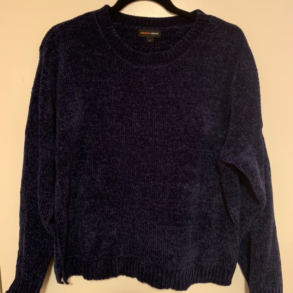 Navy blue chenille sweater